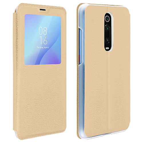 Avizar Housse Xiaomi Mi 9T Étui Fenêtre d'affichage Protection Intégrale Or