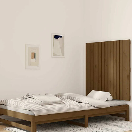 Maison Chic Tête de lit scandinave pour lit adulte,Meuble de chambre murale Marron miel 95,5x3x90 cm Bois massif de pin -MN74502