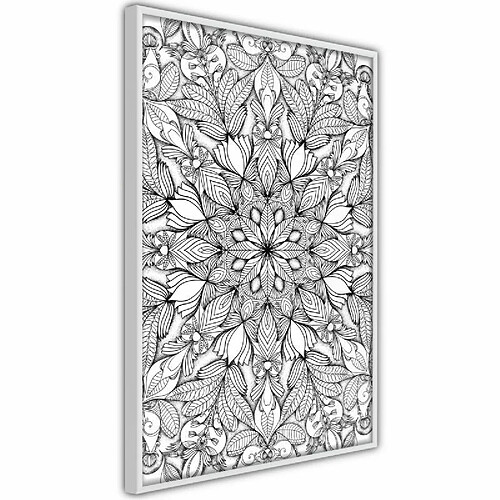 Paris Prix Affiche Murale Encadrée Colourless Mandala 40 x 60 cm Blanc