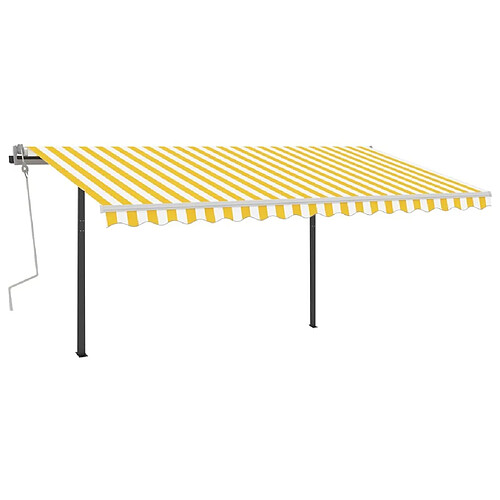 Maison Chic Auvent manuel rétractable,Store manuel de porte avec LED 4x3,5 m Jaune et blanc -GKD39483