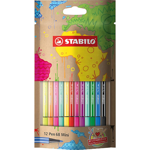 STABILO Feutre Pen 68 Mini, #mySTABILOdesign, étui de 12 ()