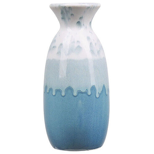 Beliani Vase à fleurs CHALCIS fait à la main Céramique 25 cm Bleu