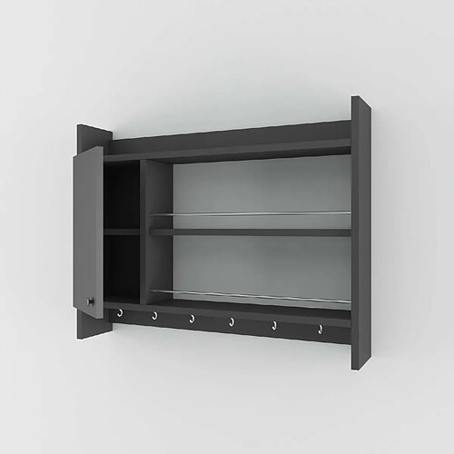 Toilinux Etagère de cuisine 1 porte Hector en bois - Gris anthracite