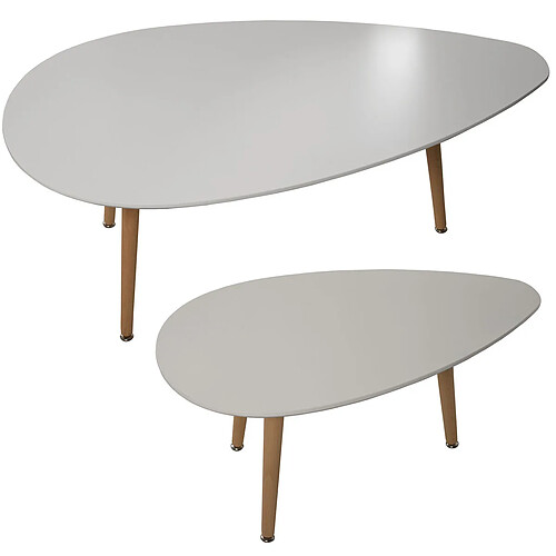 Jeu de 2 tables Alexandra House Living Blanc Bois