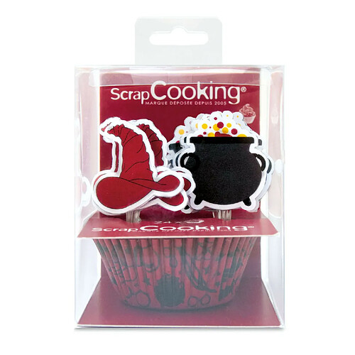 Scrapcooking 24 Caissettes + 24 cake toppers - Sorcier