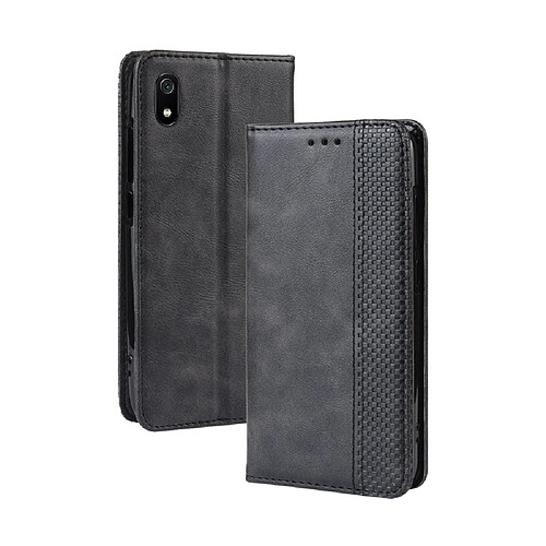 Wewoo Housse Coque Étui en cuir à boucle magnétique avec rétro pour Crazy Horse Texture horizontale Xiaomi Redmi 7Aavec porte-carte et fentes cartes et cadre photo Noir