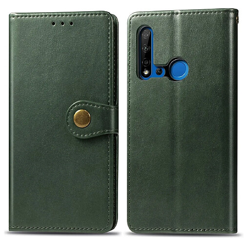 Wewoo Housse Coque Étui en cuir de protection pour téléphone portable avec boucle de couleur unie rétro lanière et cadre photo et fente carte et portefeuille et fonction de support Huawei P20 lite 2019 / Nova 5i vert