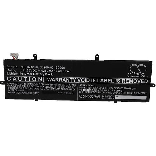 vhbw Batterie compatible avec Asus ZenBook UX430UA-GV569T, UX430UQ-GV045T, UX430UQ-GV082T ordinateur portable (4250mAh, 11,55V, Li-polymère)