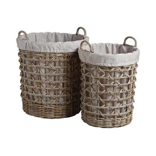 Aubry Gaspard Panier à linge en poelet gris (Lot de 2).