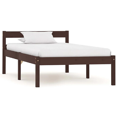 vidaXL Cadre de lit sans matelas marron foncé pin massif 100x200 cm