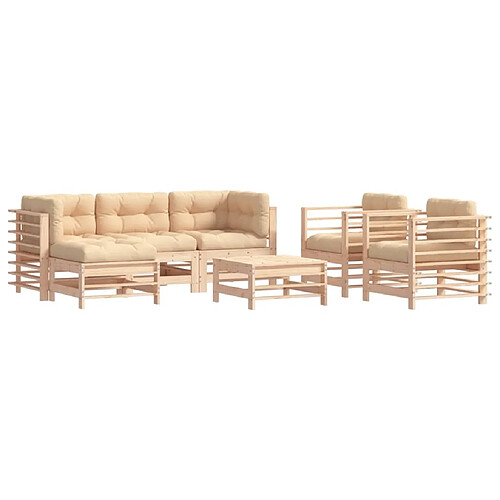 Maison Chic Salon de jardin 7 pcs + coussins - Mobilier/Meubles de jardin - Table et chaises d'extérieur bois massif -MN85965