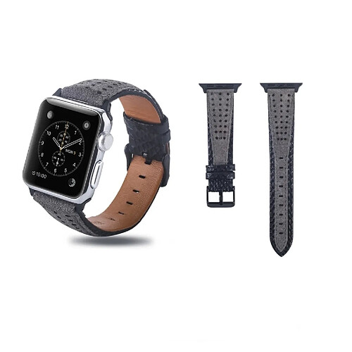 Wewoo Bande de montre en cuir pleine fleur avec trou rond pour Apple Watch séries 4, 3 et 2 et 1 42 et 44 mm