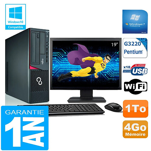 PC Fujitsu Esprimo E720 E85+ SFF G3220 RAM 4Go Disque 1 To Wifi W7 Ecran 19" · Occasion