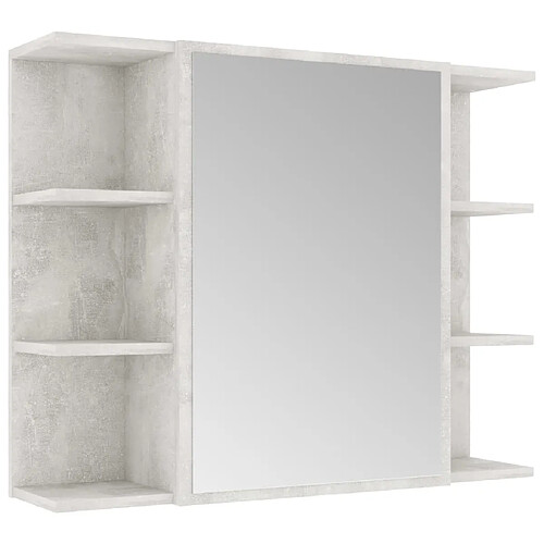 Helloshop26 Armoire à miroir de bain 80 x 20,5 x 64 cm aggloméré gris 02_0006688