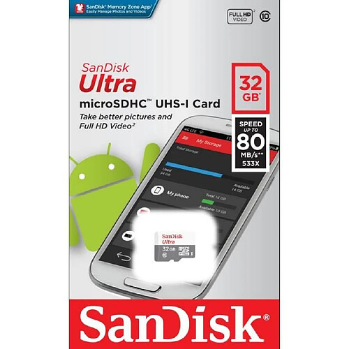 Carte mémoire flash Ultra - SANDISK - 32 Go - Class 10 - 533x - SDHC UHS-I