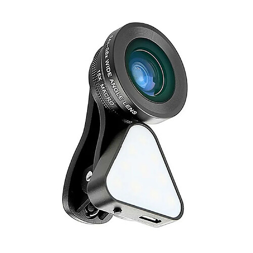 Justgreenbox Kit d'objectifs 3-en-1 Clip-on pour Smartphone Fill Light & Phone Camera Lens