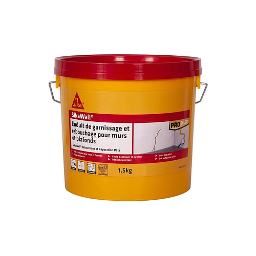 Enduit de garnissage SIKA SikaWall Rebouchage et réparation pour murs et plafonds en pâte - 1,5Kg