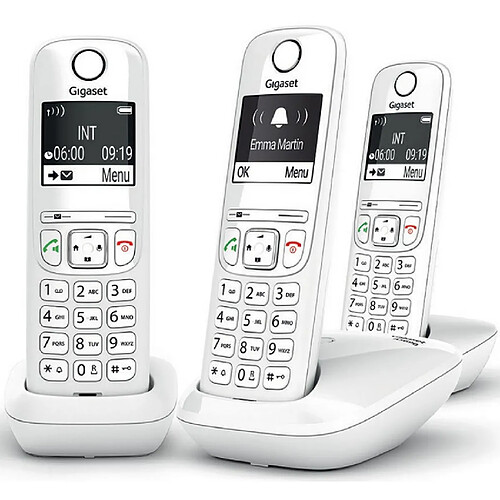 Téléphone sans fil trio dect blanc - gigaas690trioblanc - GIGASET