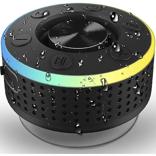 Chrono Haut-parleur Bluetooth, boîte à musique portable Bluetooth box, protection contre l'eau IP7 Haut-parleur Bluetooth avec haut-parleurs de basses, haut-parleur sans fil avec lumière LED, fonction mains libres pour téléphone portable, radio FM(Noir)