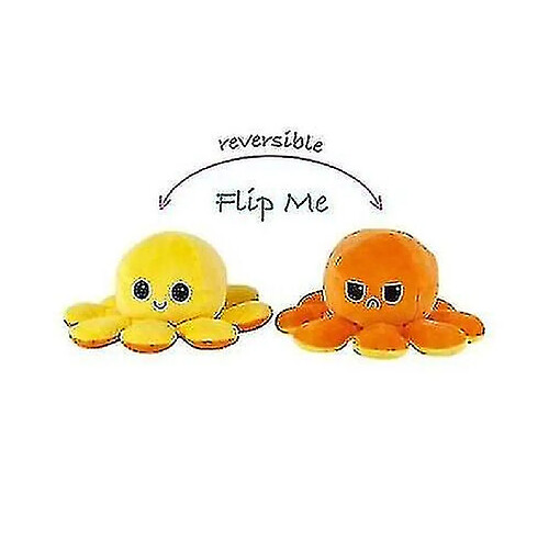 Universal Ontopus réversible Plushie Douple Flip Doll Show Mood Toyyellow Orange