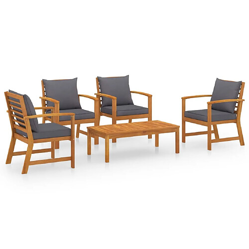 Maison Chic Salon de jardin 5 pcs - Table et chaises d'extérieur - Mobilier/Meubles de jardin Moderne avec coussin Bois d'acacia solide -MN13331