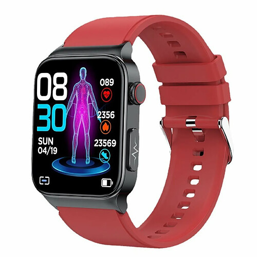 E500 Montre Intelligente Écran Tactile Ppg Surveillance Sport Fitness Montre Intelligente Bande De Caoutchouc Rouge