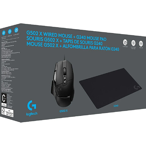 Logitech G Bundle G502 X + G240 Bundle Souris + Tapis