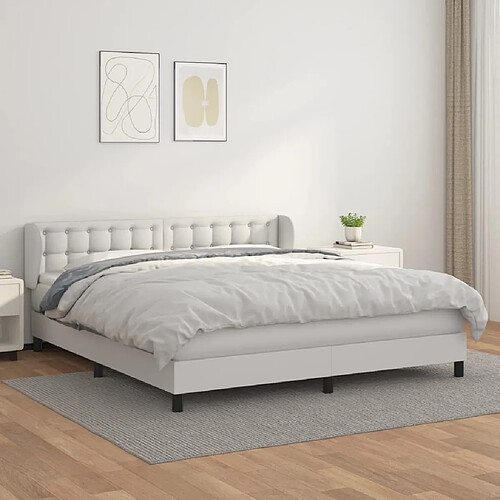 Maison Chic Lit Adulte - Lit simple Lit à sommier tapissier avec matelas moelleux - Meuble de Chambre Blanc 180x200cm Similicuir -MN84378