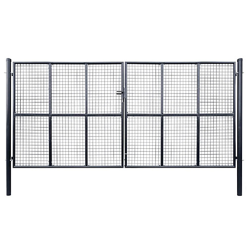 vidaXL Portail en maille de jardin Acier galvanisé 400 x 200 cm Gris