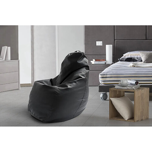 Autrement Talamo Italia Pouf Sacco, 100% Made in Italy, Pouf en éco-cuir, 70x70h110 cm, Couleur Noir