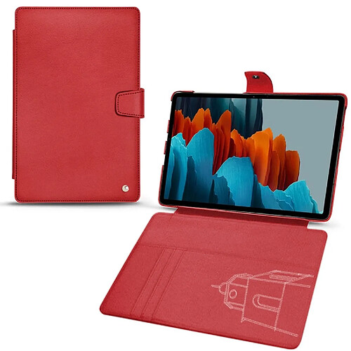 Housse cuir Samsung Galaxy Tab S7 - Rabat portefeuille - Rouge troupelenc ( Pantone #AB191A ) - NOREVE