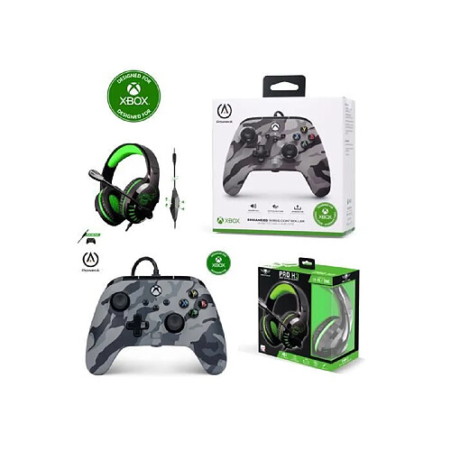 Power A Pack Manette XBOX ONE-S-X-PC ARCTIC CAMOUFLAGE EDITION Officielle + Casque Gamer PRO H3 SPIRIT OF GAMER XBOX ONE/S/X/PC