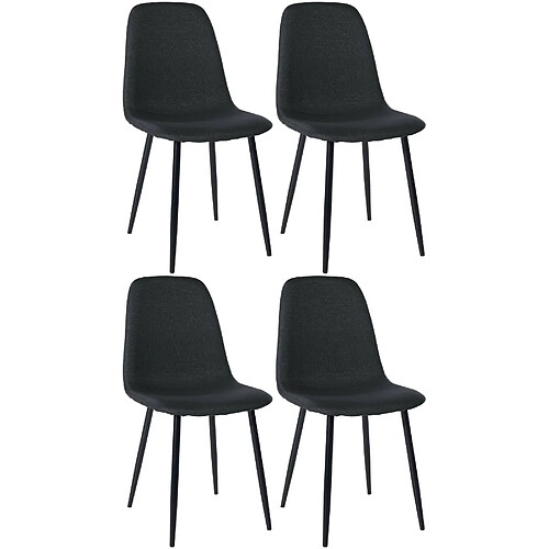 Decoshop26 Lot de 4 chaises de salle à manger design simple avec pieds en métal noir assise en tissu noir 10_0001837