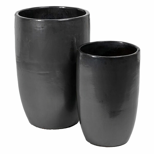 BigBuy Home Vase Gris Céramique 52 x 52 x 80 cm (2 Unités)