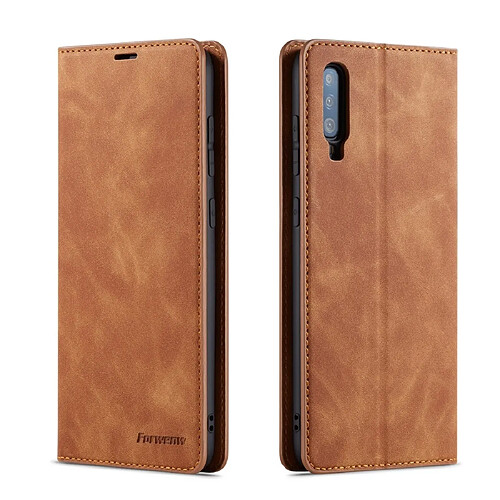 Wewoo Housse Coque Pour Galaxy A70 Forwenw Dream Series Oil Edge Fort Magnetism Étui à rabat horizontal en cuir avec support et fentes cartes et portefeuille et cadre photo marron