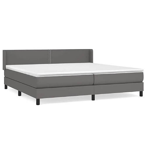 Maison Chic Structures de lit + matelas,Lit à sommier tapissier avec matelas Gris 200x200 cm Similicuir -MN17221