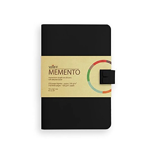 WAFF Soft Silicone Cover Memento Notebook / Journal Medium 575 x 4 Black