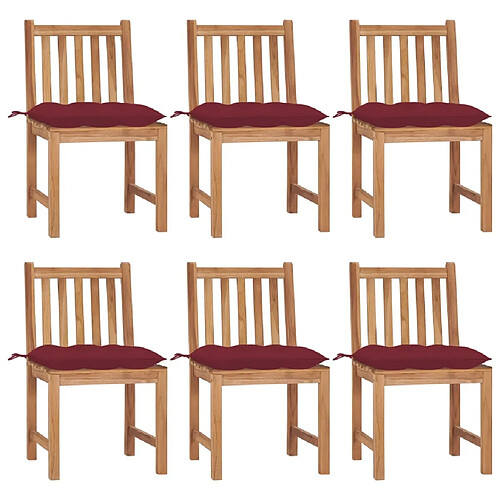 Maison Chic Lot de 6 Chaises de jardin avec coussins | Fauteuil chaises d'extérieur Bois de teck massif -GKD84044