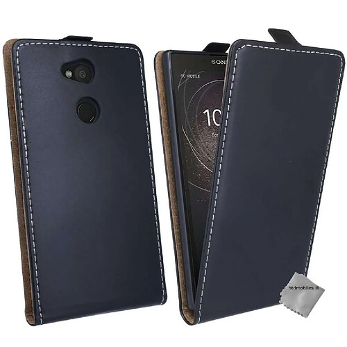 Htdmobiles Housse etui PU cuir fine pour Sony Xperia L2 + verre trempe - NOIR