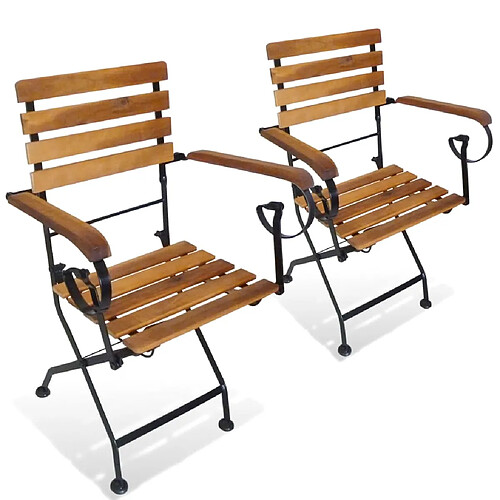 vidaXL Chaises pliables Acacia Acier