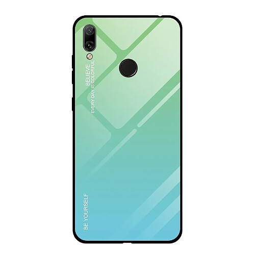 Wewoo Coque Pour Huawei Y7 2019 / / Y7 Prime 2019 Étui en verre de couleur dégradée bleu ciel