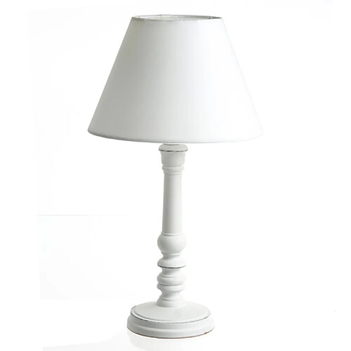 Atmosphera, Createur D'Interieur Lampe Bois - H. 36 cm - Blanc