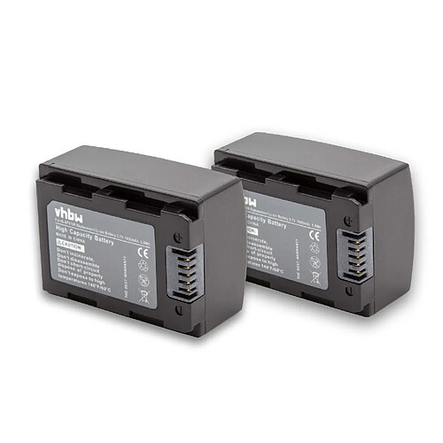 vhbw set de 2 batteries 1600mAh pour caméscope Samsung HMX-H304, HMX-H300, HMX-H300BN, HMX-H300BP, HMX-H400, HMX-H320, HMX-H320BP remplace IA-BP105R