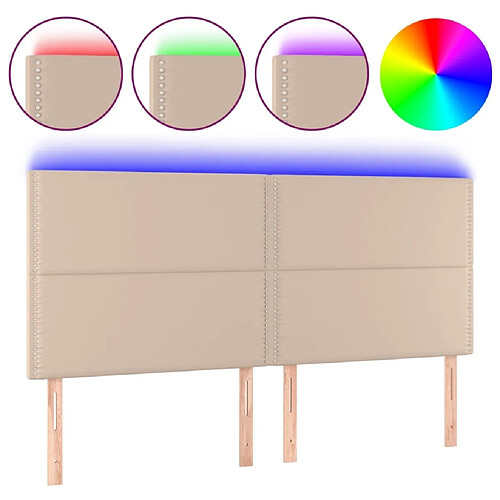 Maison Chic Tête de lit moderne à LED lumineuse pour chambre - Décoration de lit Cappuccino 160x5x118/128 cm Similicuir -MN76954