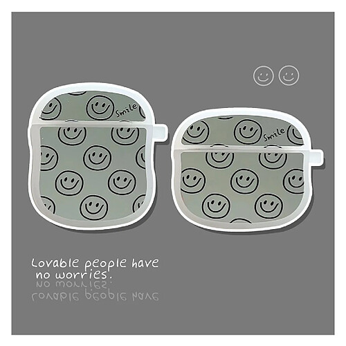 GUPBOO Étui pour iPhone13 Plein écran Smiley housse de protection génération Simple sans fil Bluetooth casque couverture Silicone