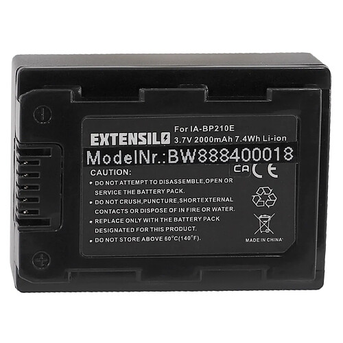 Vhbw EXTENSILO Batterie remplacement pour Samsung IA-BP210, IA-BP210E pour appareil photo, reflex numérique (2000mAh, 3,7V, Li-ion)