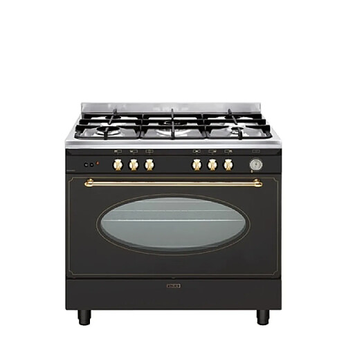 Glem GU960CMR2 Cuisinière et Piano de Cuisson Gril 109L 2037W Porte Amovible Verre Noir