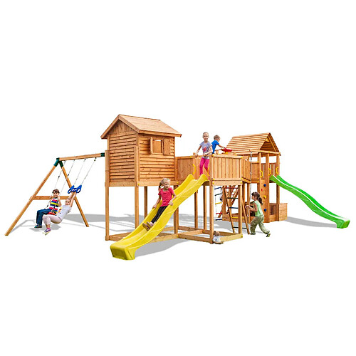 Grande aire de jeux Play Box multiactivités en bois de chez Fungoo