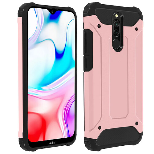 Avizar Coque Xiaomi Redmi 8 / 8A Design Relief Bi-matière Antichute 1,8m Rose gold