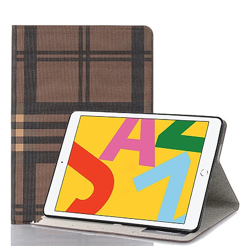 Wewoo Housse Étui Coque Pour iPad 10.2 / 10.5 Plaid Texture en cuir à rabat horizontal avec support et fentes cartes et portefeuille café